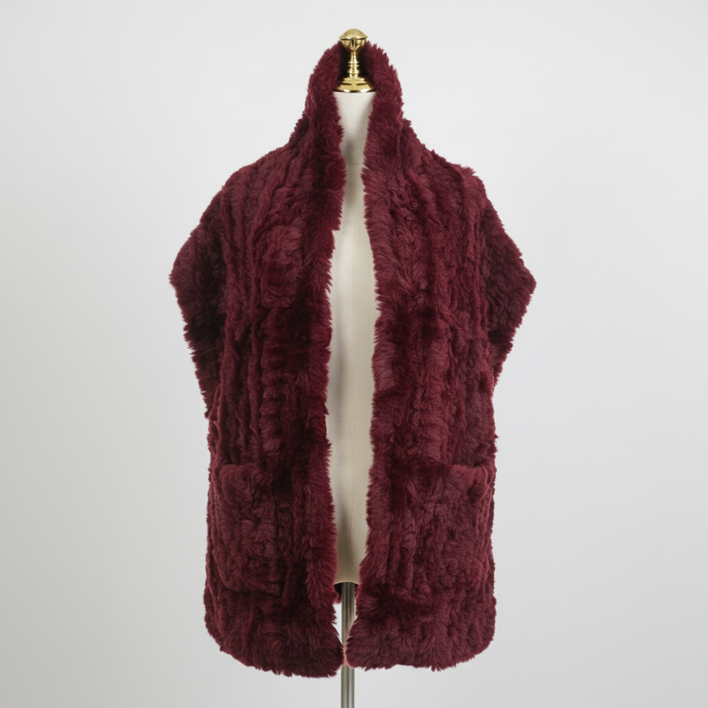 Burgundy ruffled scarf