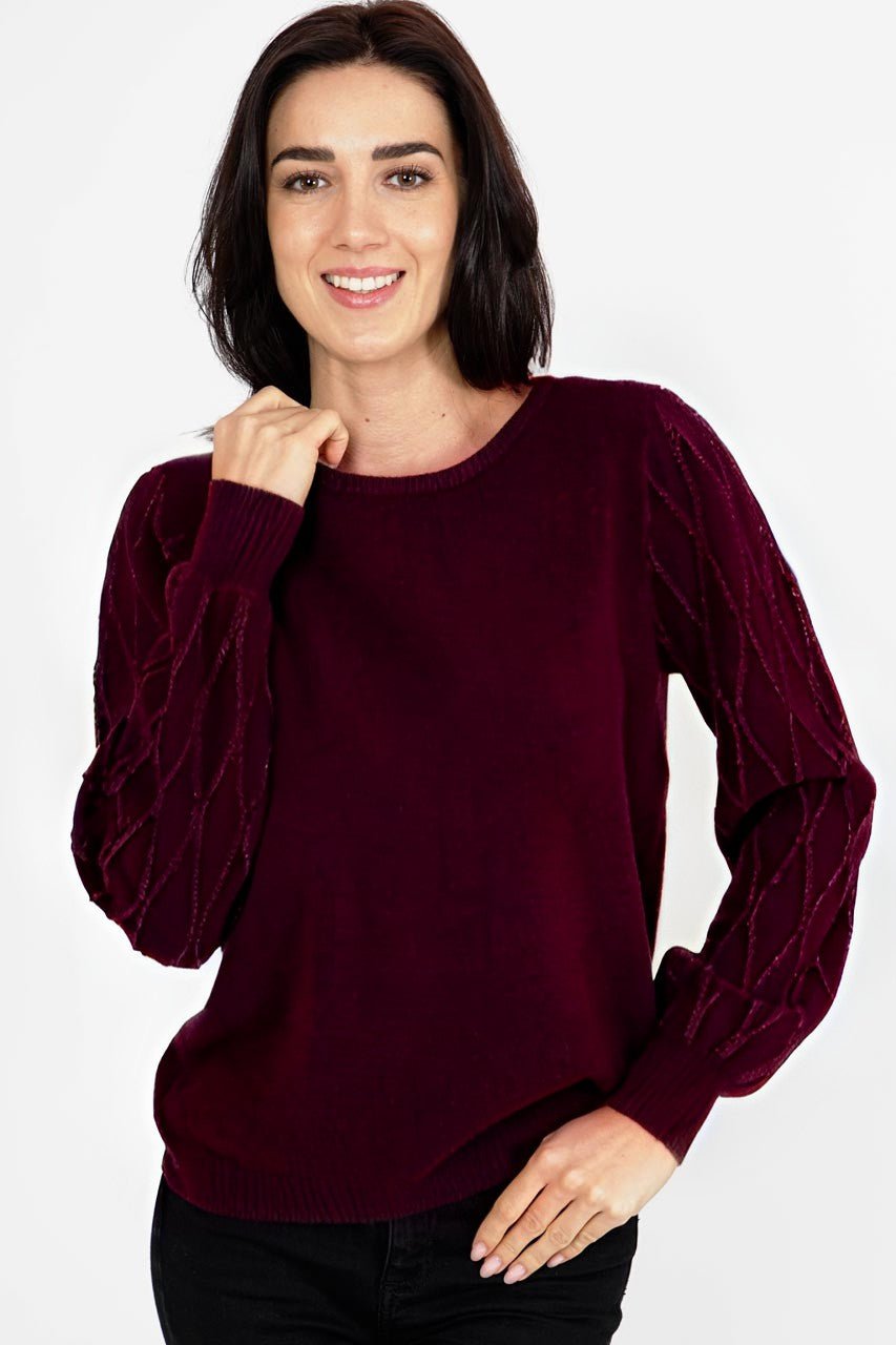 Marinello Round Neck Jumper with glitter sleeve detail16211