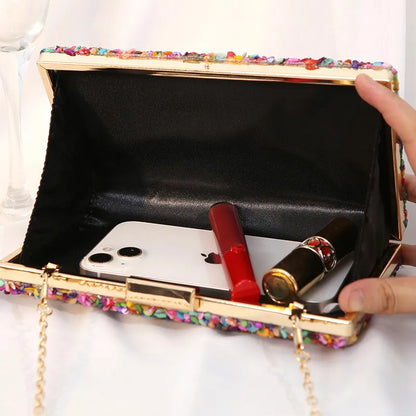 Multi Coloured stone embellished Clutch bag