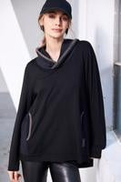 Naya Hooded long SWeatshirt with back zip detail in Black with Sand Trim Naw25126