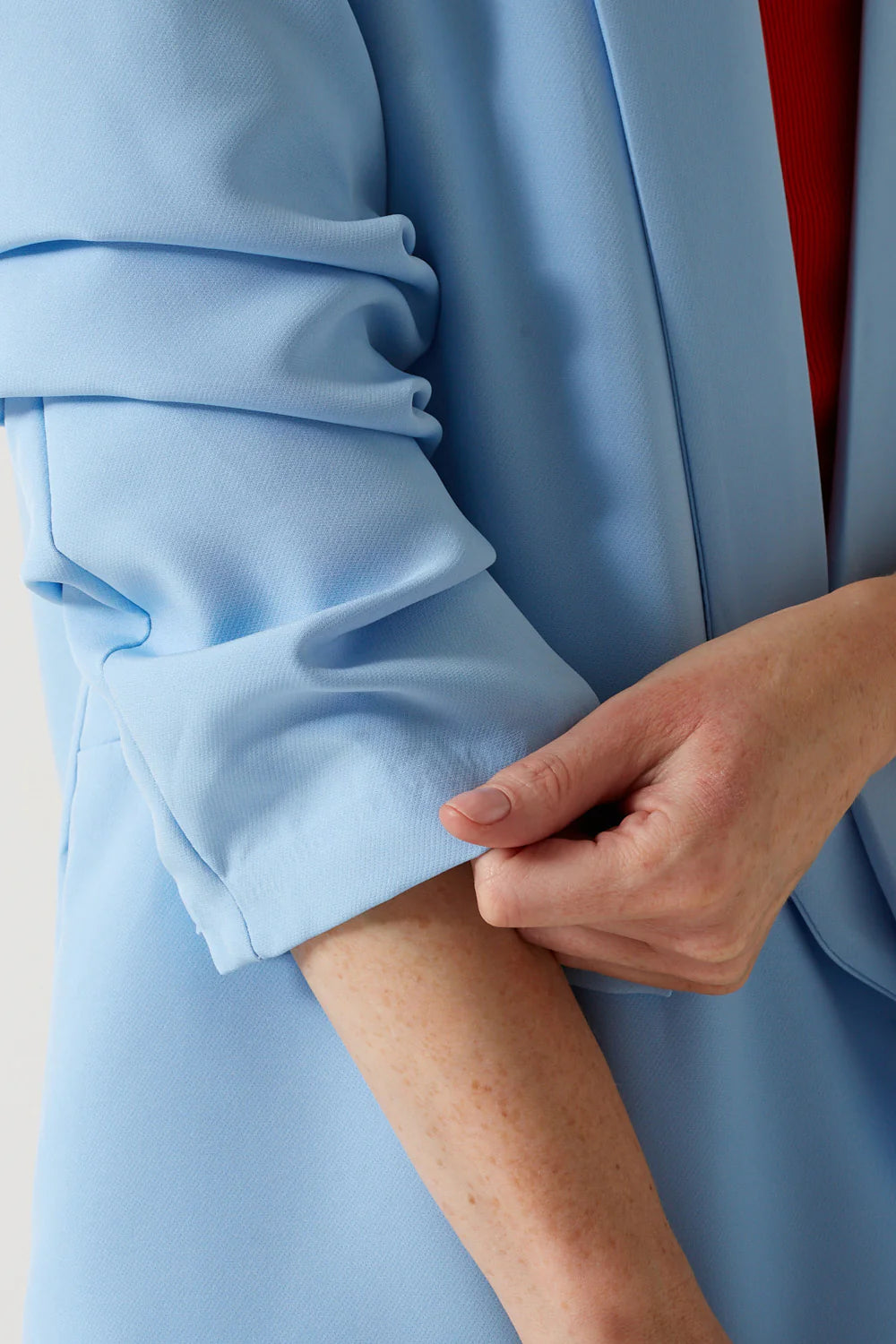 Marc Angelo Ruched Sleeve Open Blazer in Blue 6078