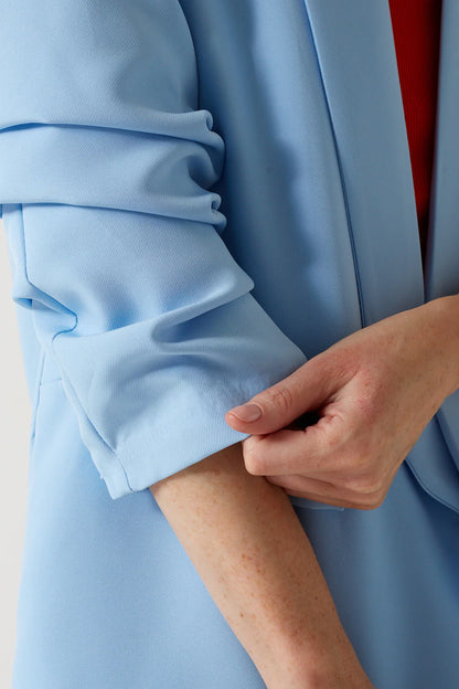 Marc Angelo Ruched Sleeve Open Blazer in Blue 6078