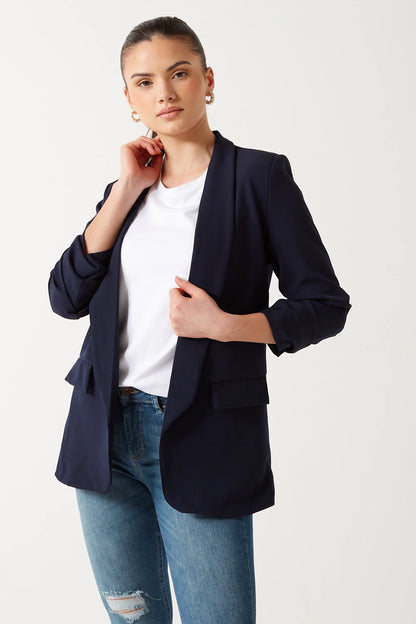 Marc Angelo Edge to Edge Blazer with Ruched sleeves