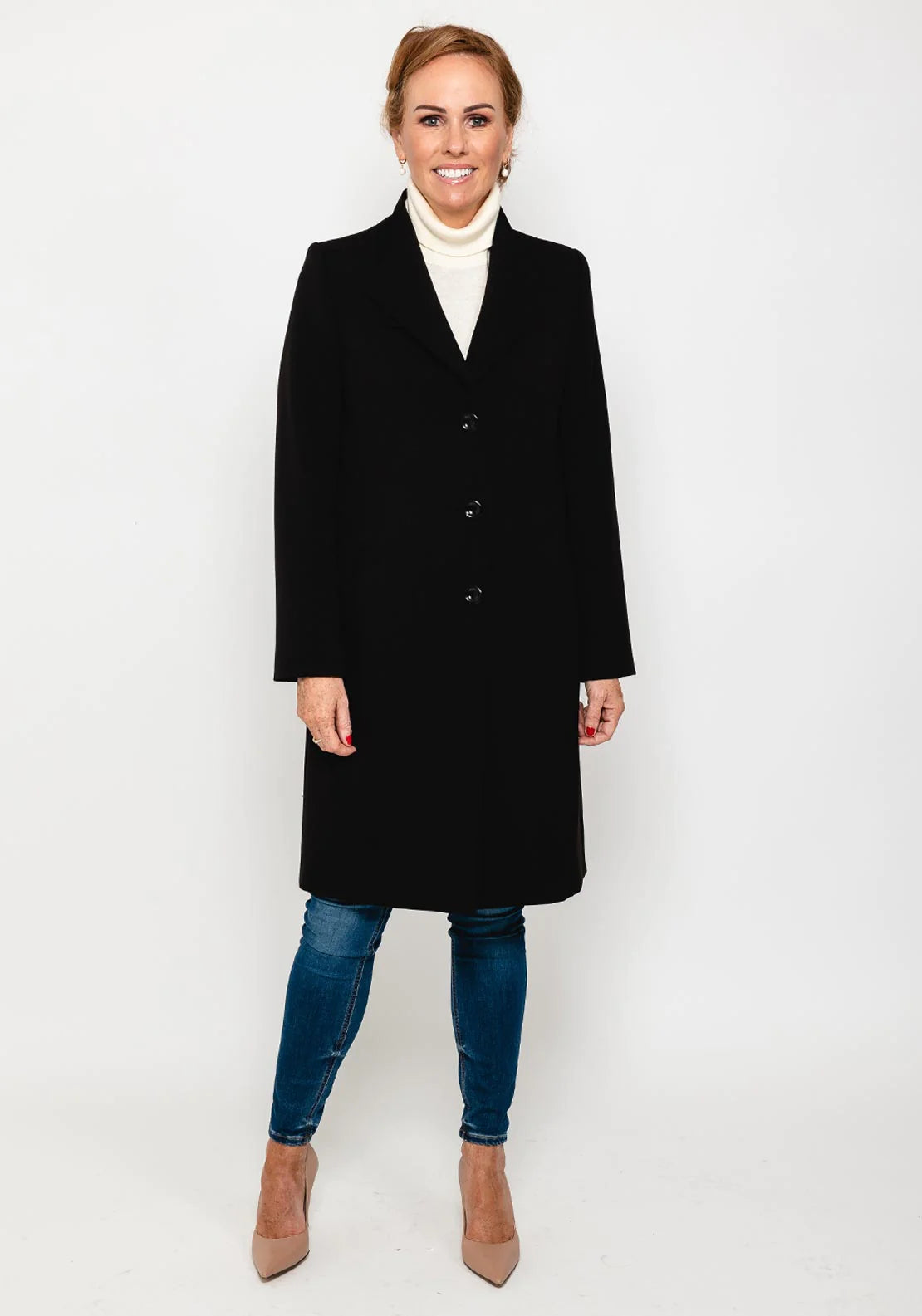 Christina Felix Wool and Cashmere blend coat with Convertible collar