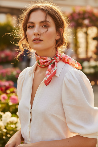 Coral Rose Wreath Neckerchief Model