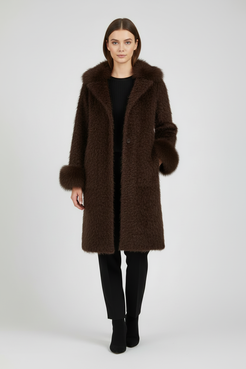 Dark Brown Feather Yarn Coat – Studio