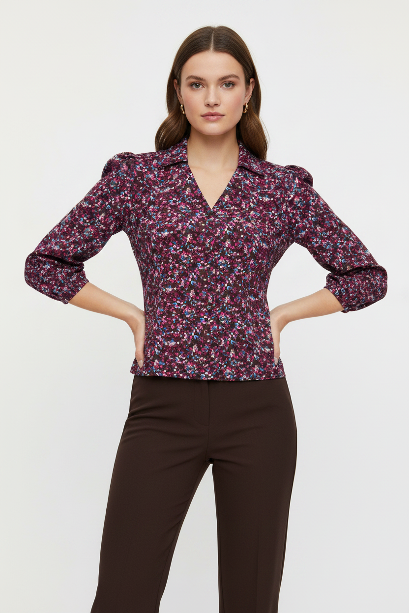 Ditsy floral blouse - front