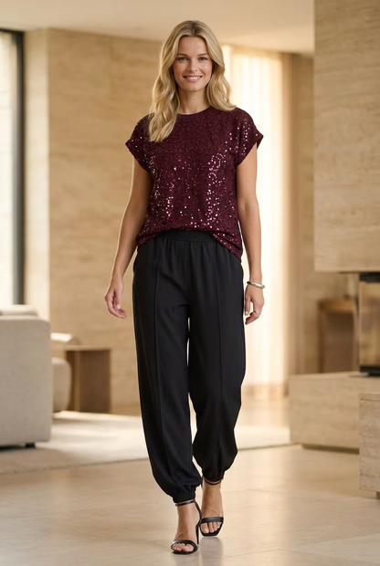 Fransa Nalia Black Balloon-Leg Trousers