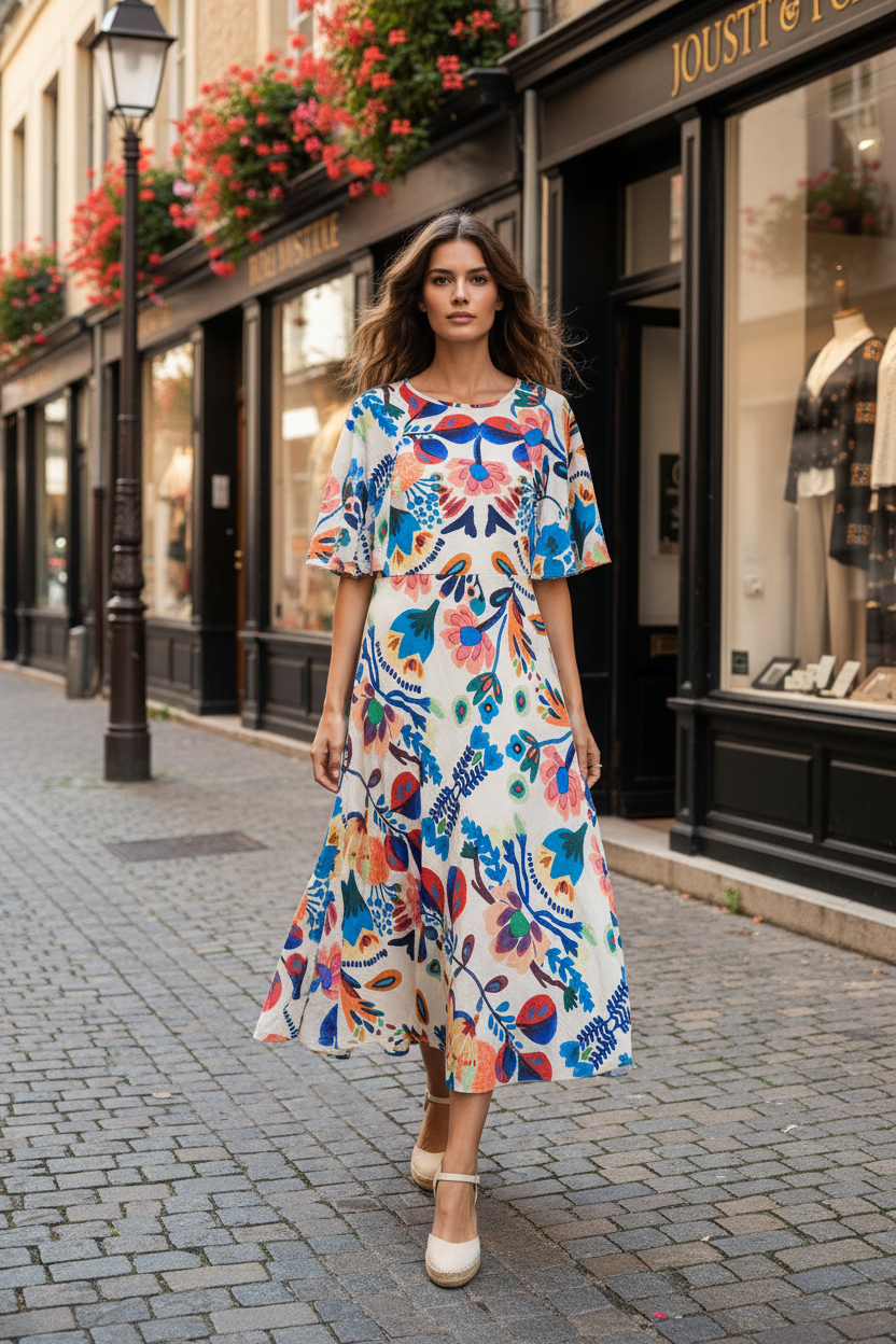 Floral dress street scene