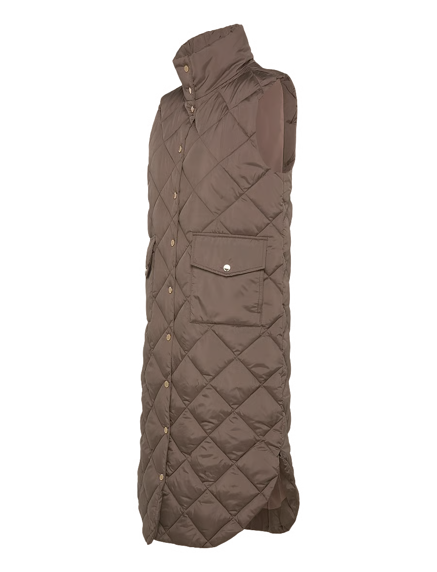 Free/Quent Olga Diamond Quilted Long Gilet 208338