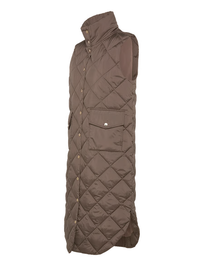 Free/Quent Olga Diamond Quilted Long Gilet 208338