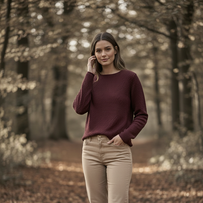 Free/Quent Burgundy Pullover – Soft Autumn Light