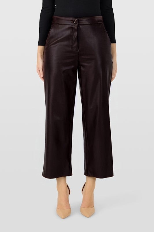 Robell Cloe Faux Leather Cropped Trousers Black 52442 60042
