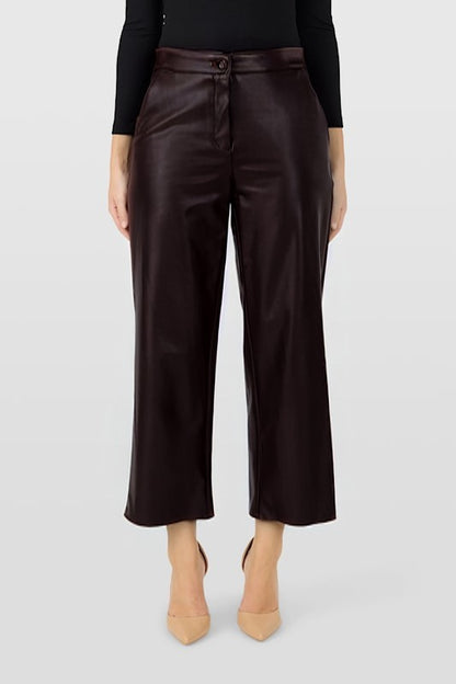 Robell Cloe Faux Leather Cropped Trousers Black 52442 60042