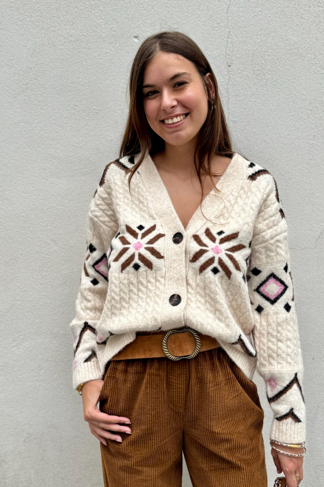 B young v neck Fair isle cardigan 20818198