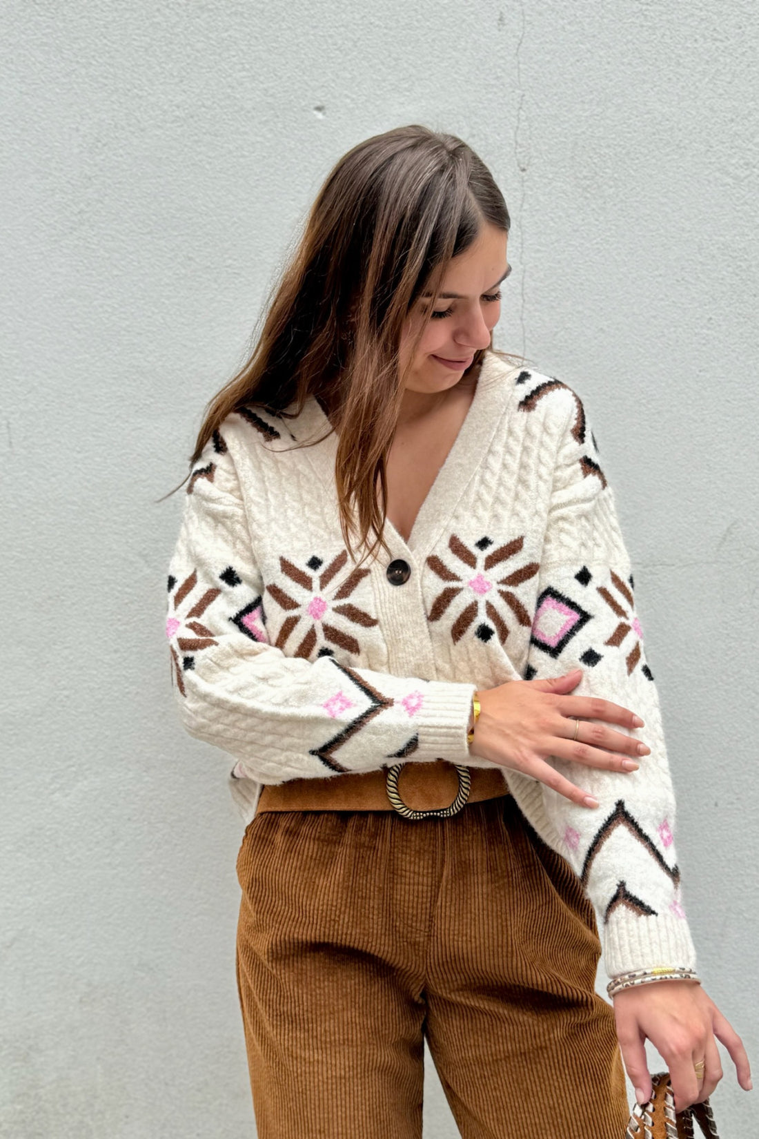 B young v neck Fair isle cardigan 20818198