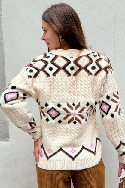 B young v neck Fair isle cardigan 20818198
