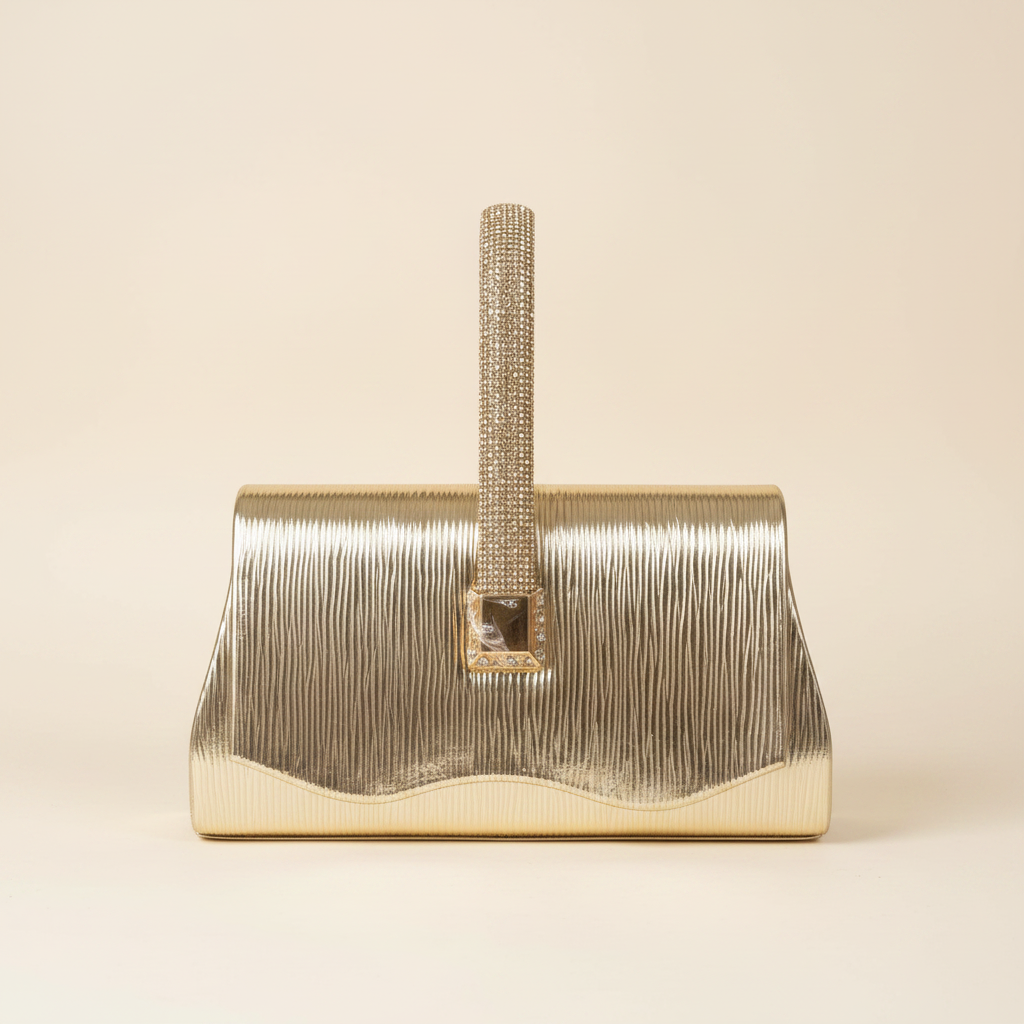 Gold Ribbed Evening Bag Studio