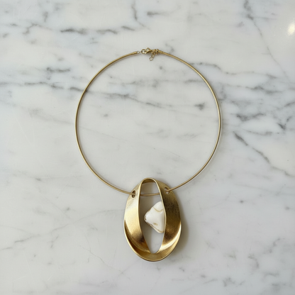 Gold Statement Choker Necklace Flat Lay Straight