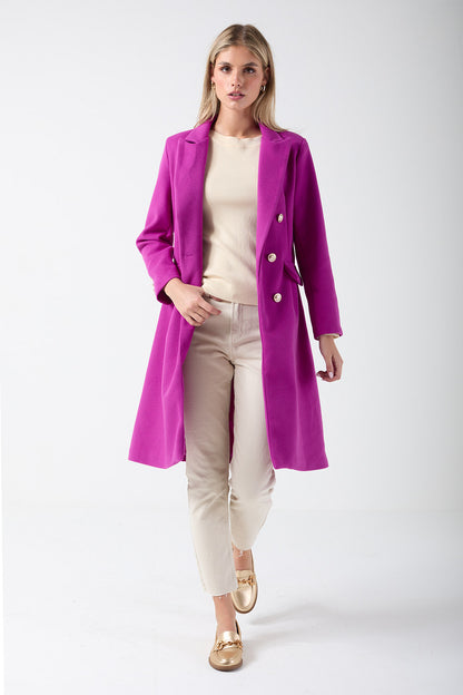 Marc Angelo Tailored Coat in Magenta