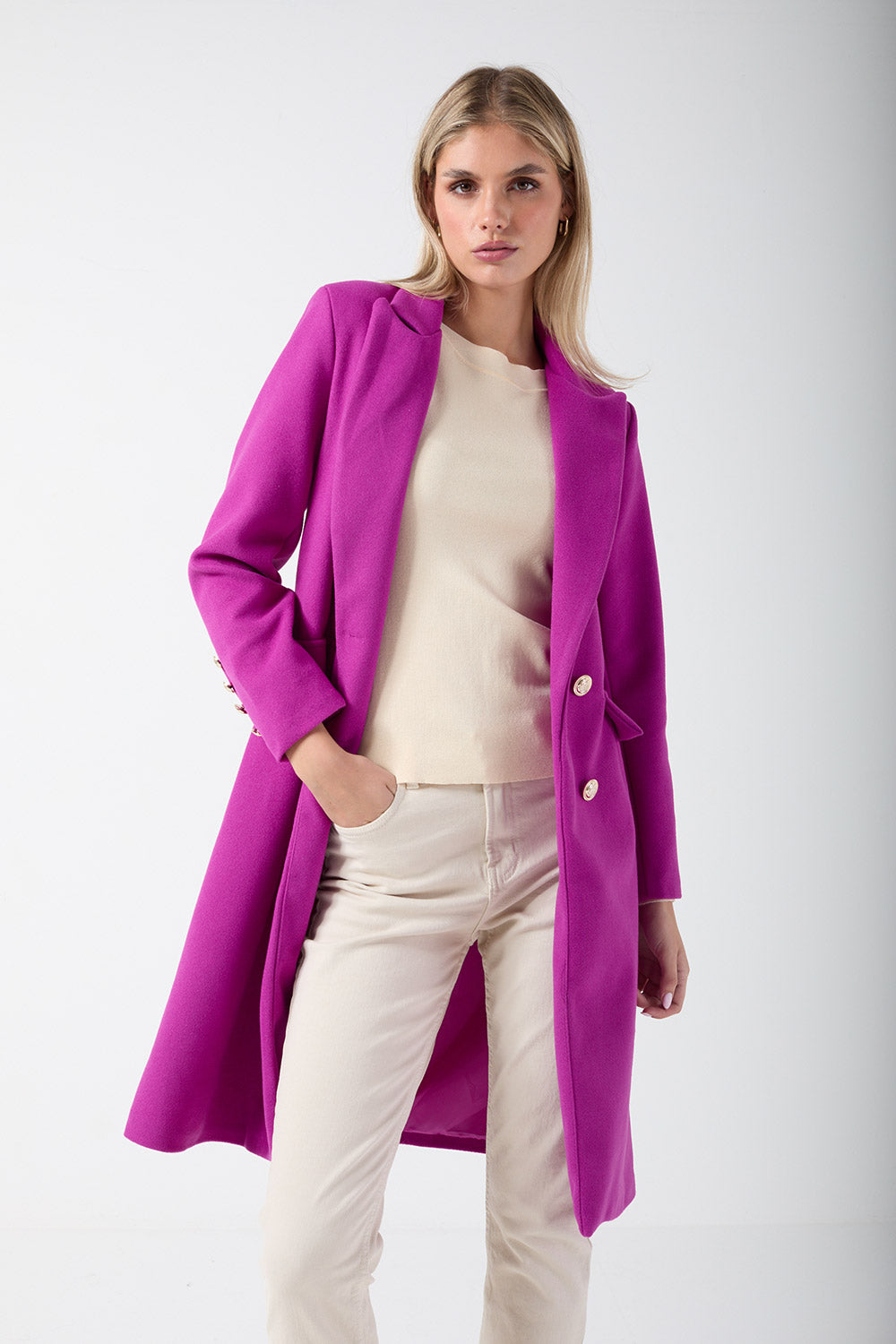 Marc Angelo Tailored Coat in Magenta