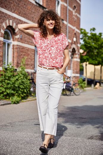 Fransa Chicago High Waist Stretch Denim 7/8 wide leg jeans  20617611