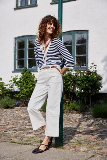 Fransa Chicago High Waist Stretch Denim 7/8 wide leg jeans  20617611