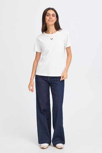 Fransa Tala Pure Cotton Heart Tee Shirt 20617493