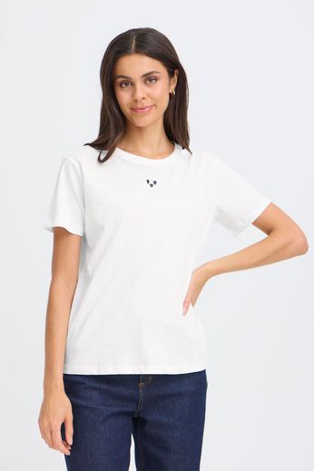 Fransa Tala Pure Cotton Heart Tee Shirt 20617493