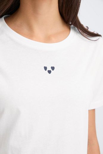 Fransa Tala Pure Cotton Heart Tee Shirt 20617493