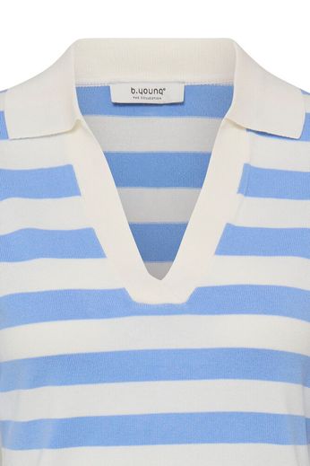 Fransa Knit Polo Top in Blue  20818302