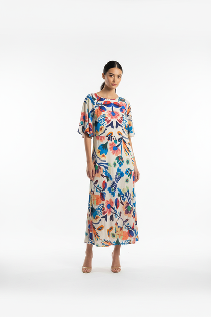 The Ariel Floral Dress with Cape sleeves