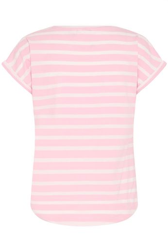 Fransa Short Sleeve Round Neck Tee in Baby pink stripe 20809561 Pink