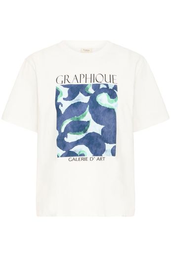 Fransa Pure cotton Tss Shirt with blue green print  20617489