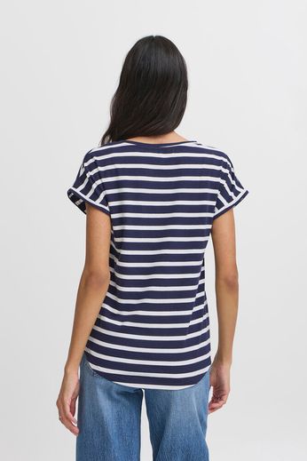 Byoung Round Neck Short Sleeve stripe T Shirt in Pink or Navy 20809561