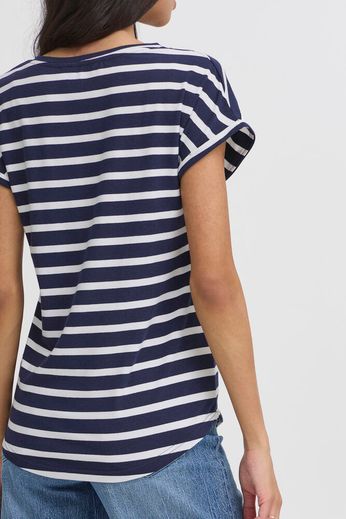 Byoung Round Neck Short Sleeve stripe T Shirt in Pink or Navy 20809561