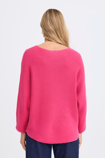 Fransa Ribbed batwing knit in Berry pink 20614105