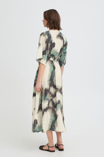 Fransa v neck marble print midi dress20617498