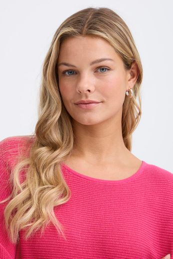 Fransa Ribbed batwing knit in Berry pink 20614105