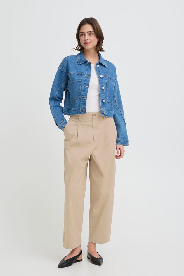 Fransa Arlene Cotton Trousers in Barrel Shape 20617694