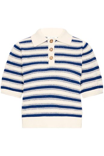 Byoung Cotton Short sleeve knit with Collar in Navy 20818398