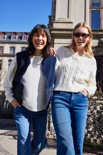 Fransa Mikala Teddy Gilet with Quilted panel Navy 20617373