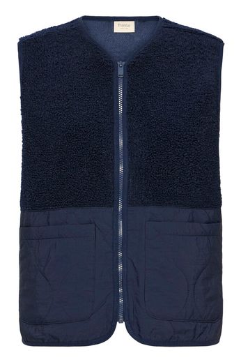 Fransa Mikala Teddy Gilet with Quilted panel Navy 20617373