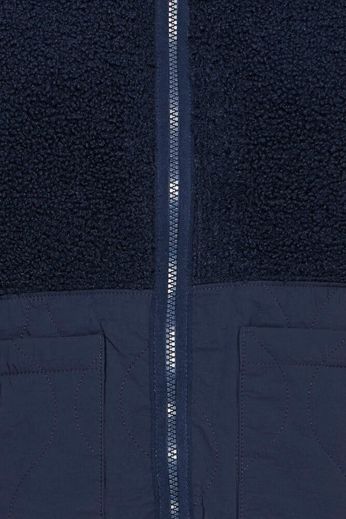 Fransa Mikala Teddy Gilet with Quilted panel Navy 20617373