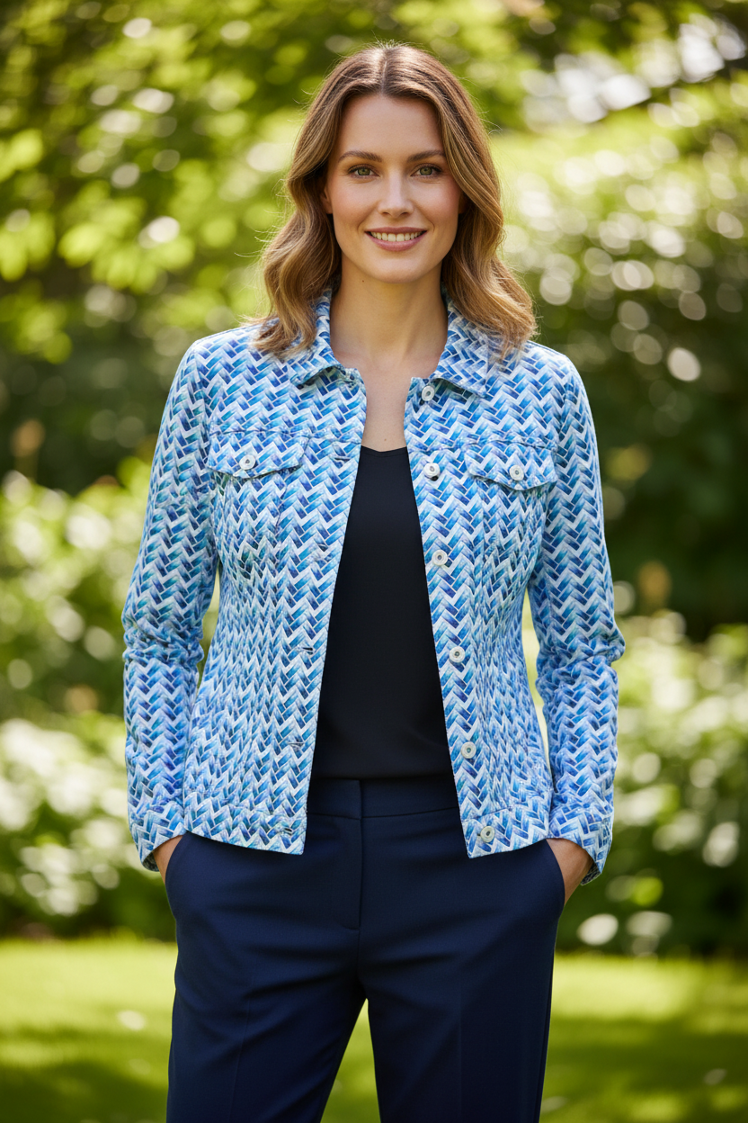 Robell Happy Jacket Blue Mix Model