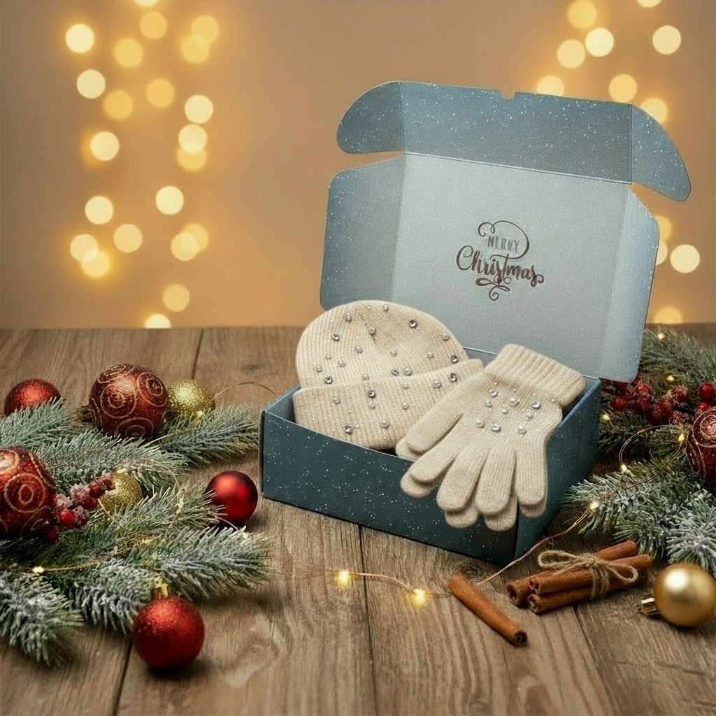 Starlight Gift Box - Cream Hat &amp; Gloves Set