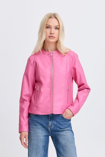Byoung Faux Leather Biker Jacket 20809396 Pink