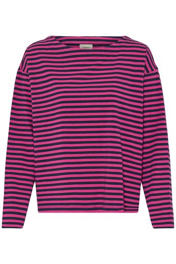 Fransa Cotton Long Sleeve T Shirt in Navy Berry mix 20617658
