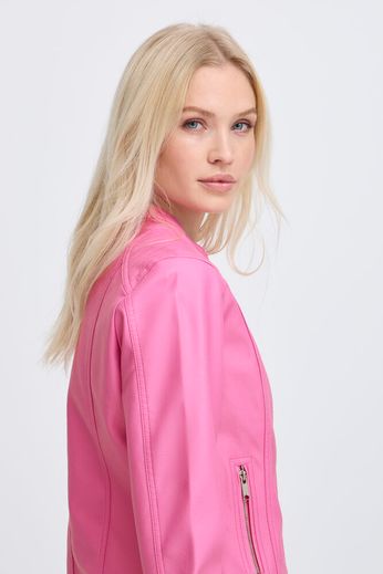 Byoung Faux Leather Biker Jacket 20809396 Pink