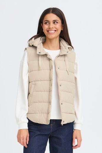 Byoung Short Quilted Gilet with hood. Beige or Rose Pink  20617355